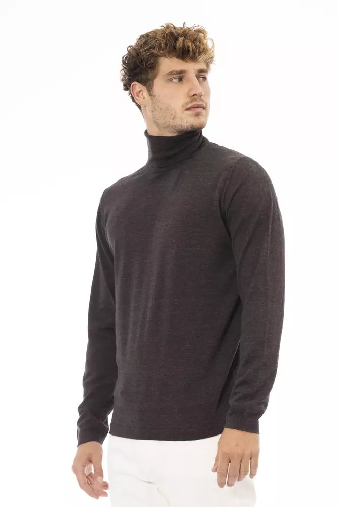 Brown Cashmere Men's Turtleneck Sweater