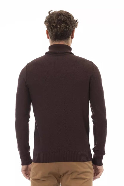 Brown Merino Wool Men Sweater