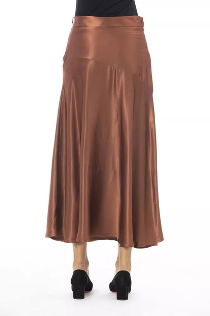 Brown Viscose Women Skirt