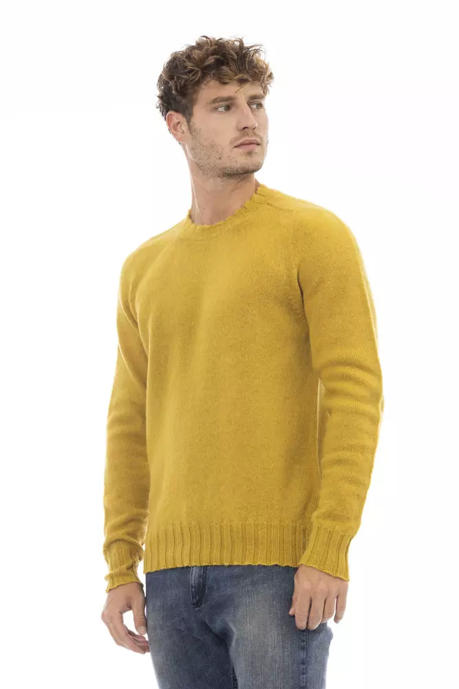 Yellow Wool Men Sweater