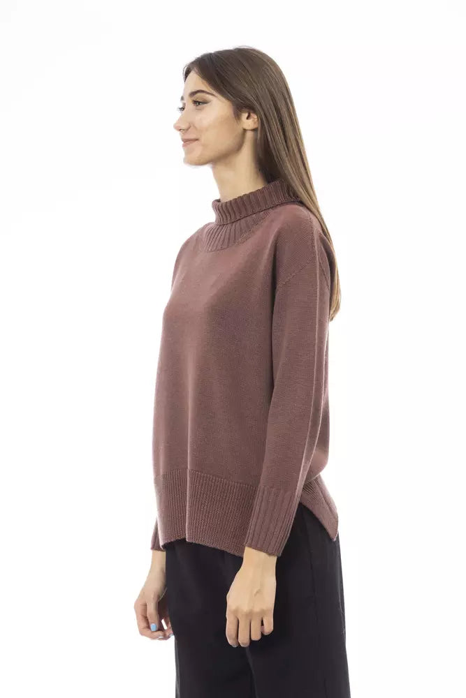 Brown Merino Wool Women Sweater