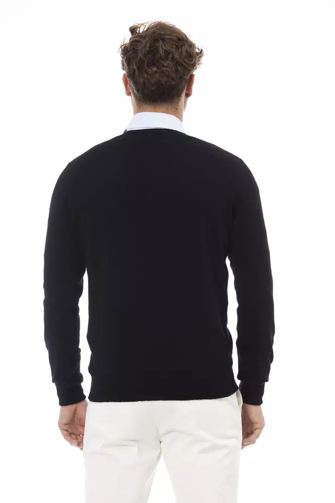 Black Wool Men Sweater