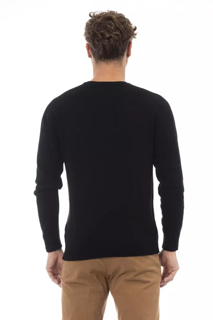 Black Viscose Men Sweater