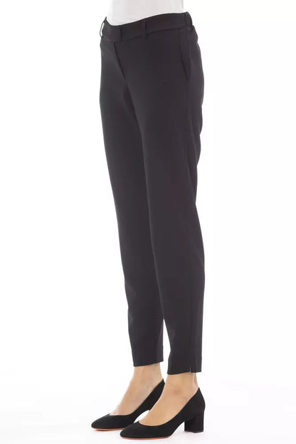 Black Polyester Women Trouser