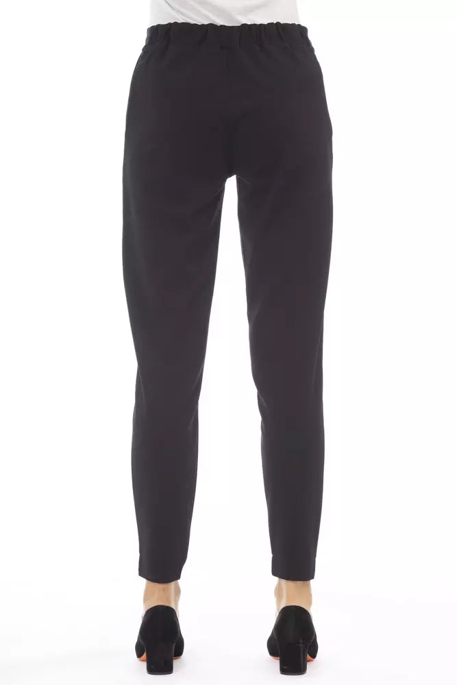 Black Polyester Women Trouser