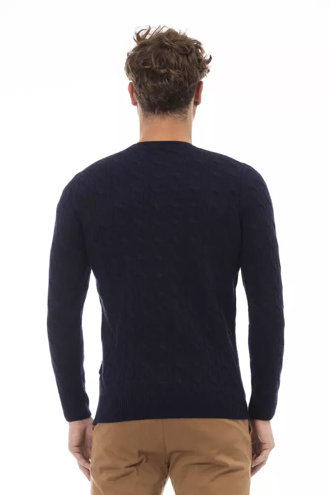 Blue Wool Men Sweater