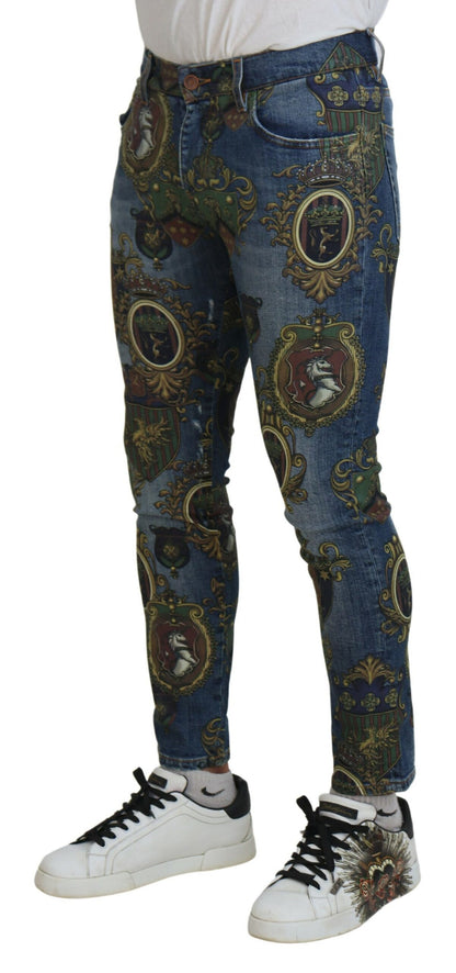 Elegant Slim-Fit Printed Denim Jeans