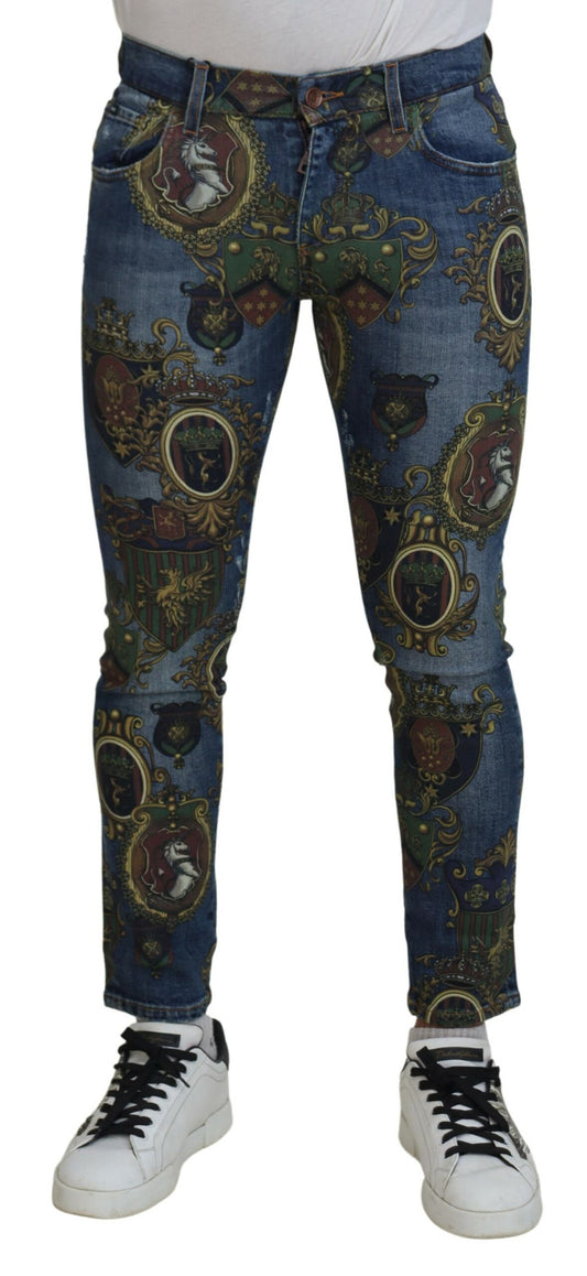 Elegant Slim-Fit Printed Denim Jeans