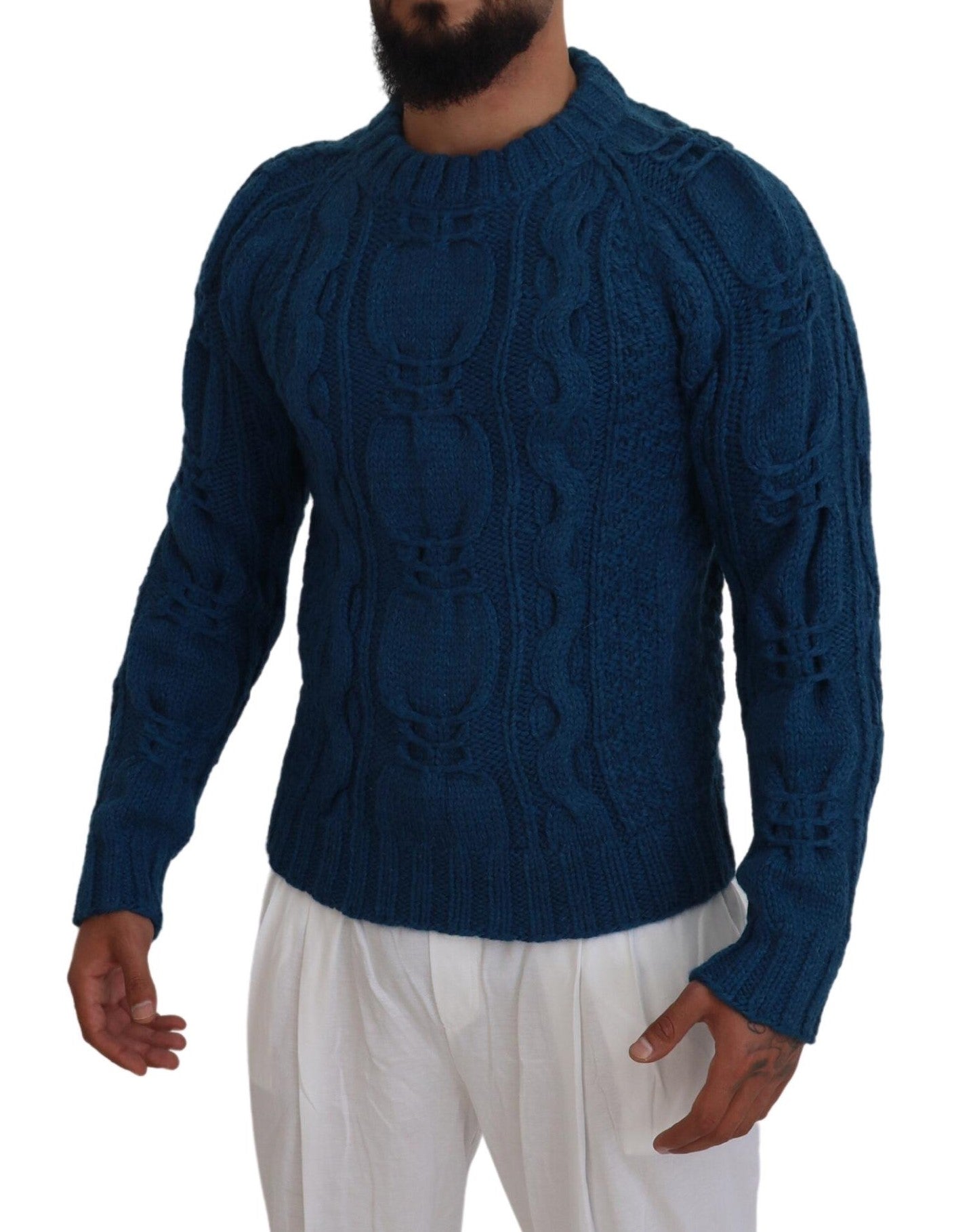 Elegant Blue Crewneck Sweater