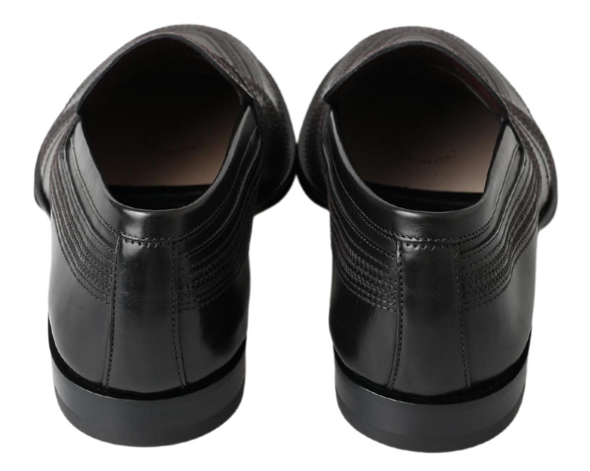 Elegant Black Leather Slipper Loafers