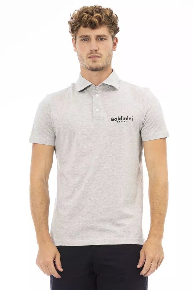 Gray Cotton Men Polo