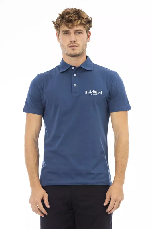 Blue Cotton Men Polo Shirt