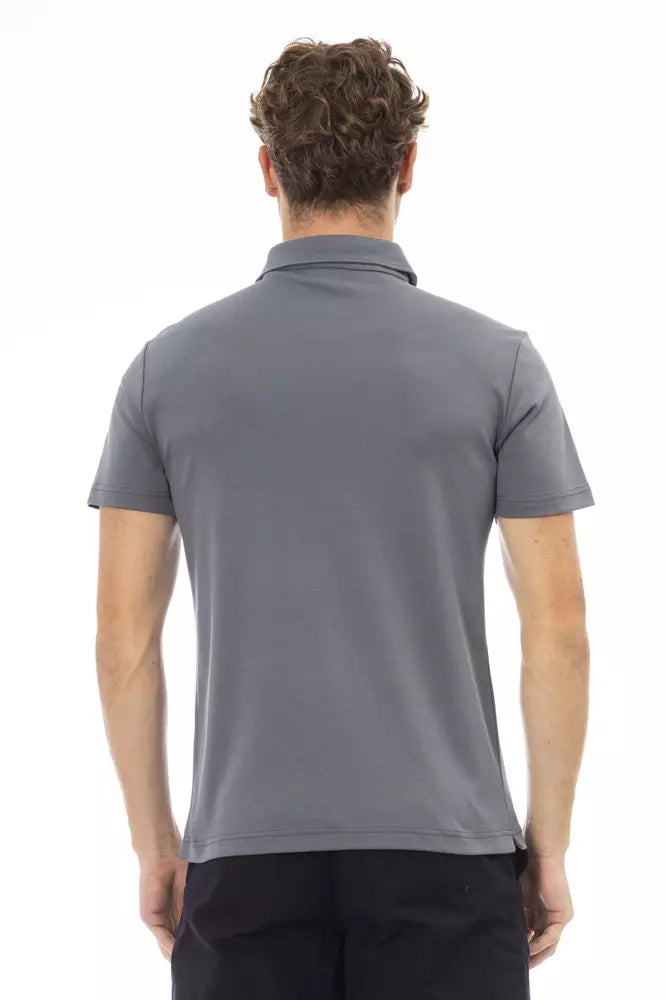 Gray Cotton Men Polo