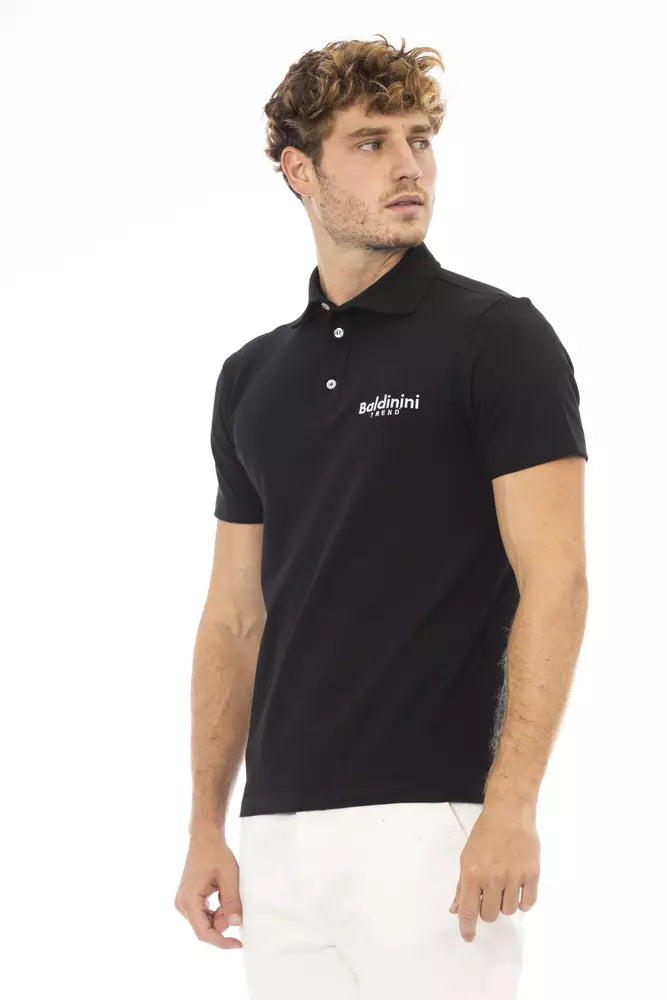 Black Cotton Men Polo