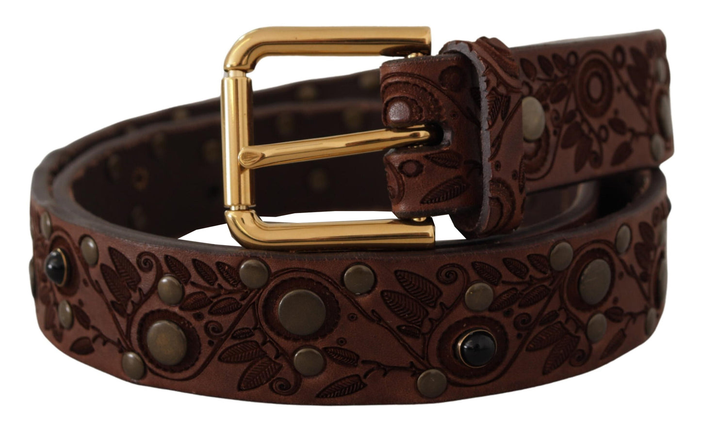 Elegant Leather Belt with Engraved Buckle