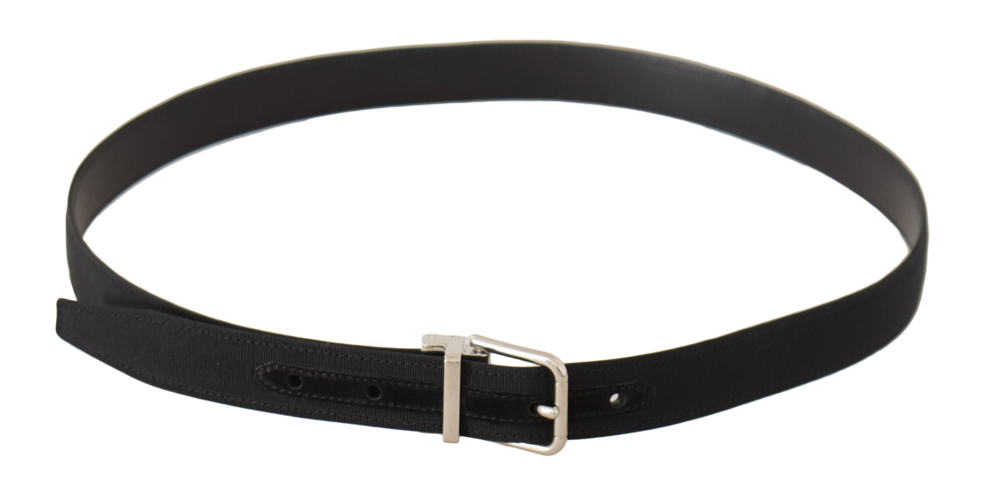 Elegant Black Canvas and Leather Belt