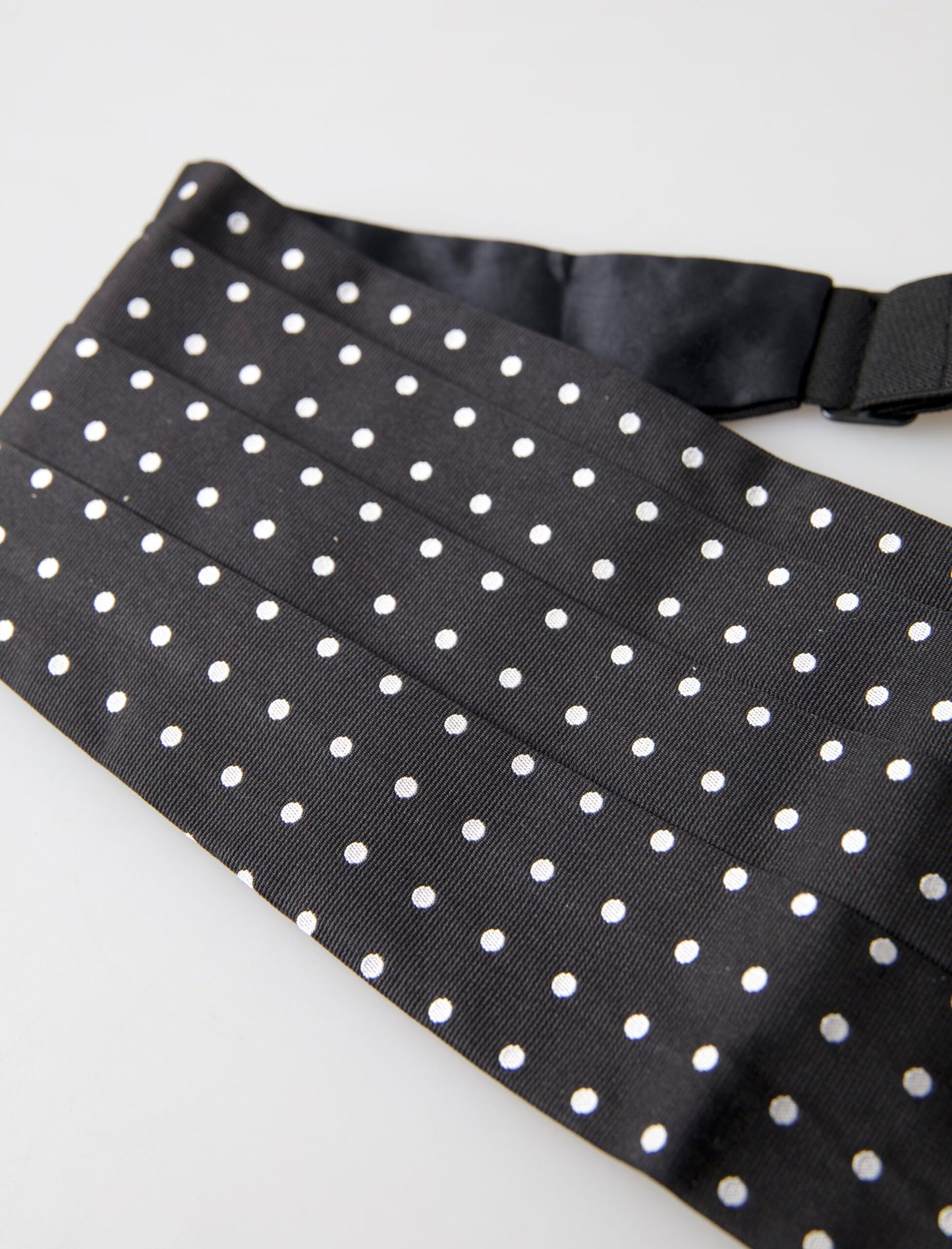 Elegant Silk Black & White Polka Dot Cummerbund