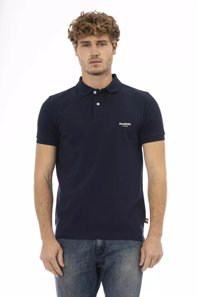 Blue Cotton Men Polo Shirt