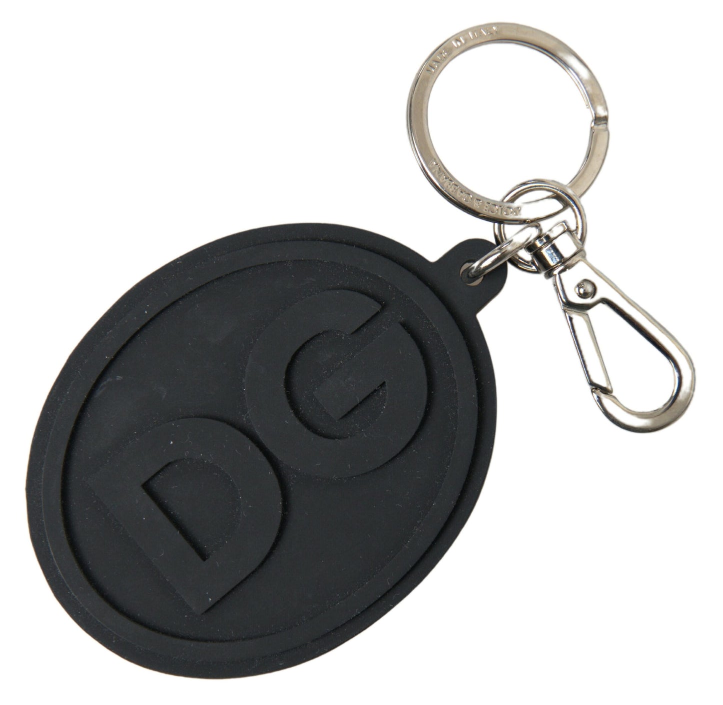 Elegant Black Rubber and Brass Keychain