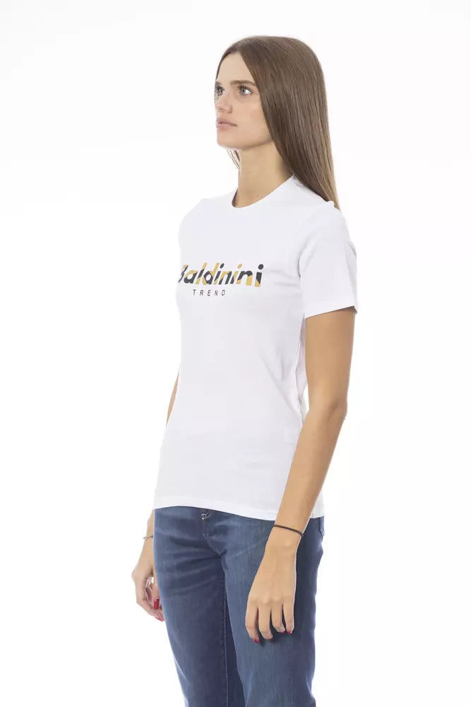 White Cotton Women T-Shirt