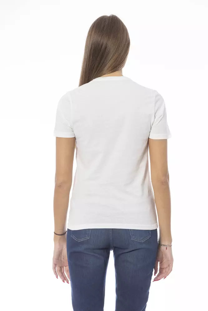 White Cotton Women T-Shirt