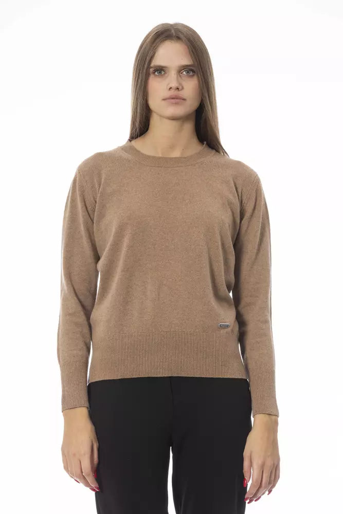 Beige Wool Women Sweater