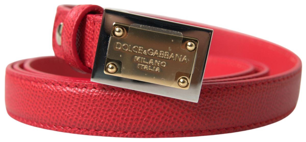 Elegant Red Leather Designer Belt