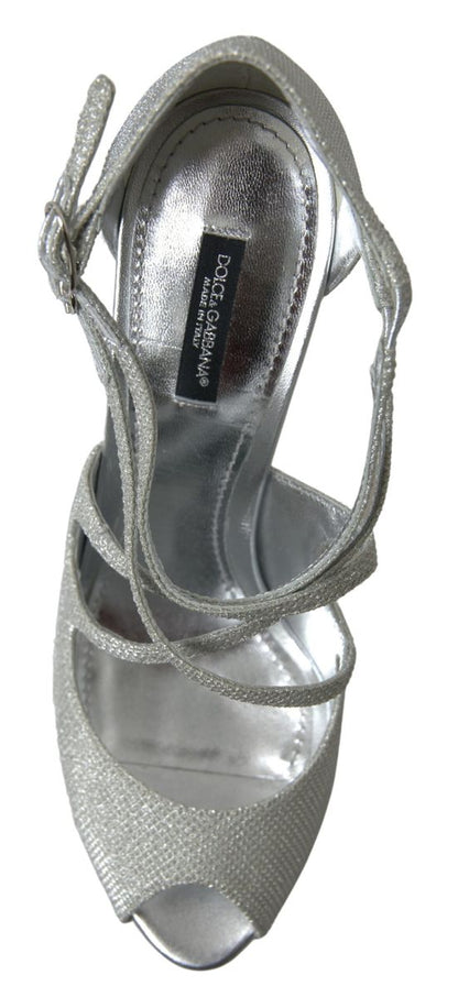 Elegant Shimmering Silver High-Heeled Sandals