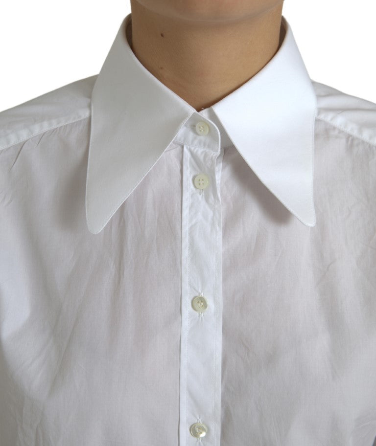 Elegant White Cotton Collared Top