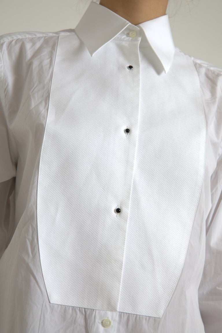 Elegant White Cotton Poplin Dress Shirt