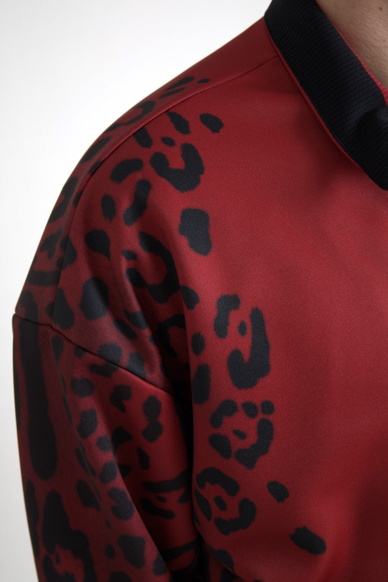 Red Leopard Print Bomber Jacket