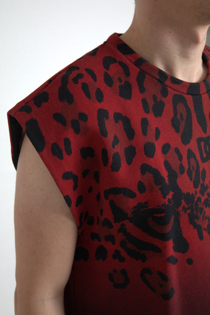 Red Leopard Print Cotton Tank Top