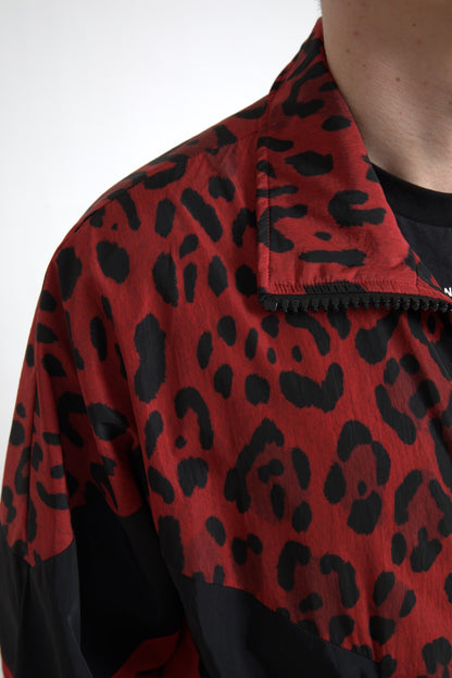 Red Leopard Zip Sweater Jacket