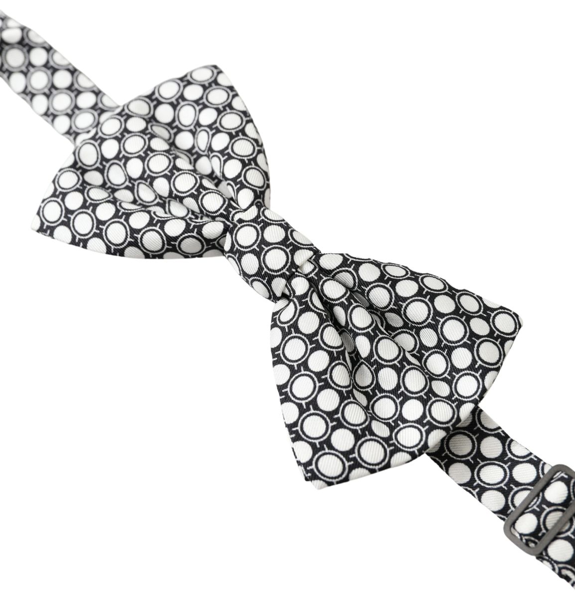 Elegant Silk Black and White Circle Bow Tie