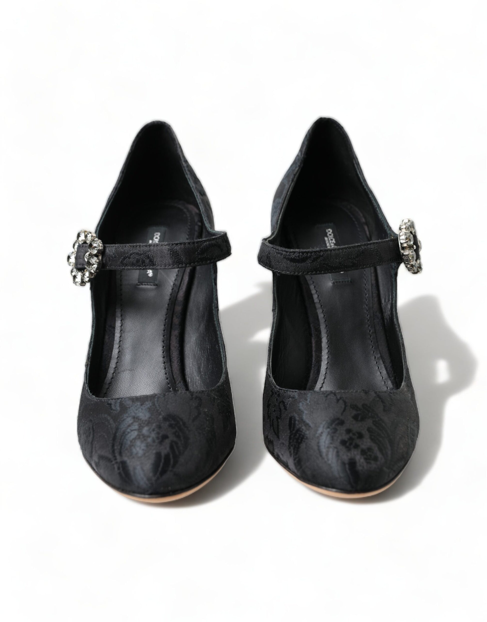 Chic Black Brocade Mary Janes Pumps