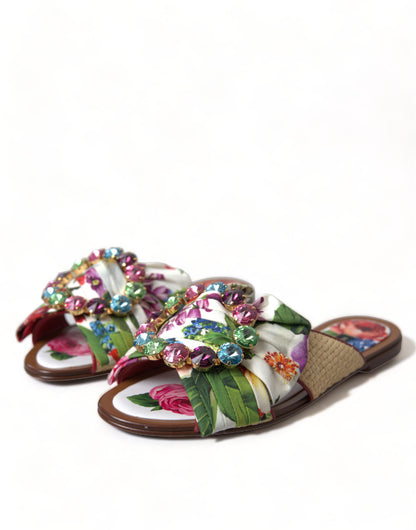 Exquisite Floral Print Flat Sandals