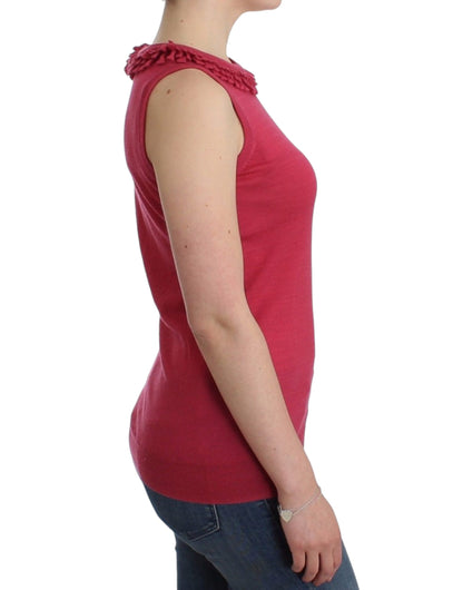 Elegant Pink Sleeveless Wool Knit Top