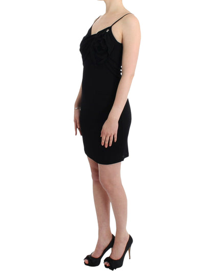 Elegant Black Jersey Knee-Length Dress