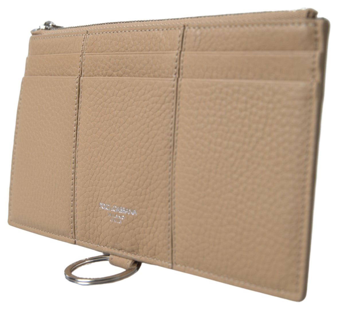 Elegant Beige Leather Wallet with Detachable Strap