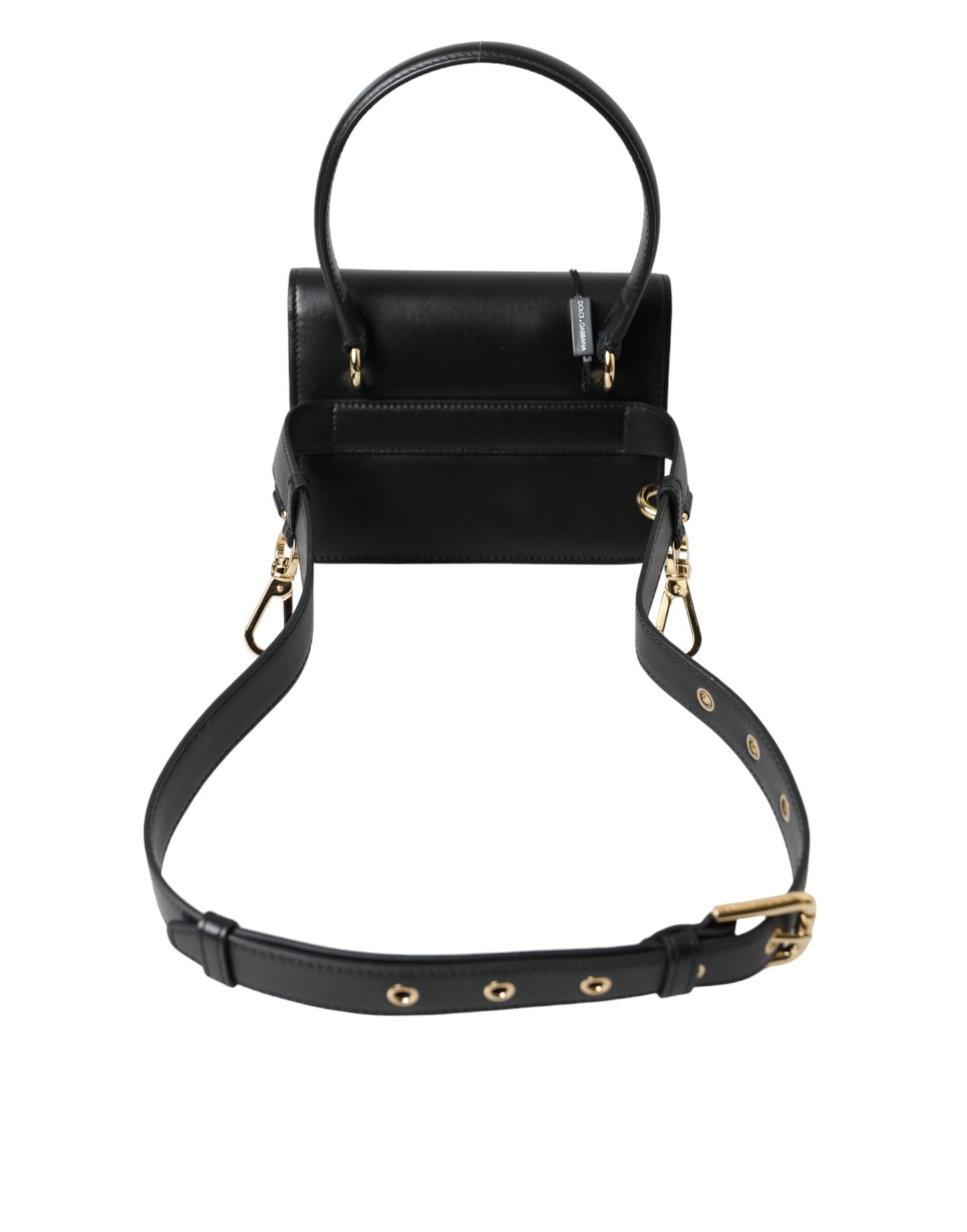 Elegant Black Leather Belt Bag with Gold Accents