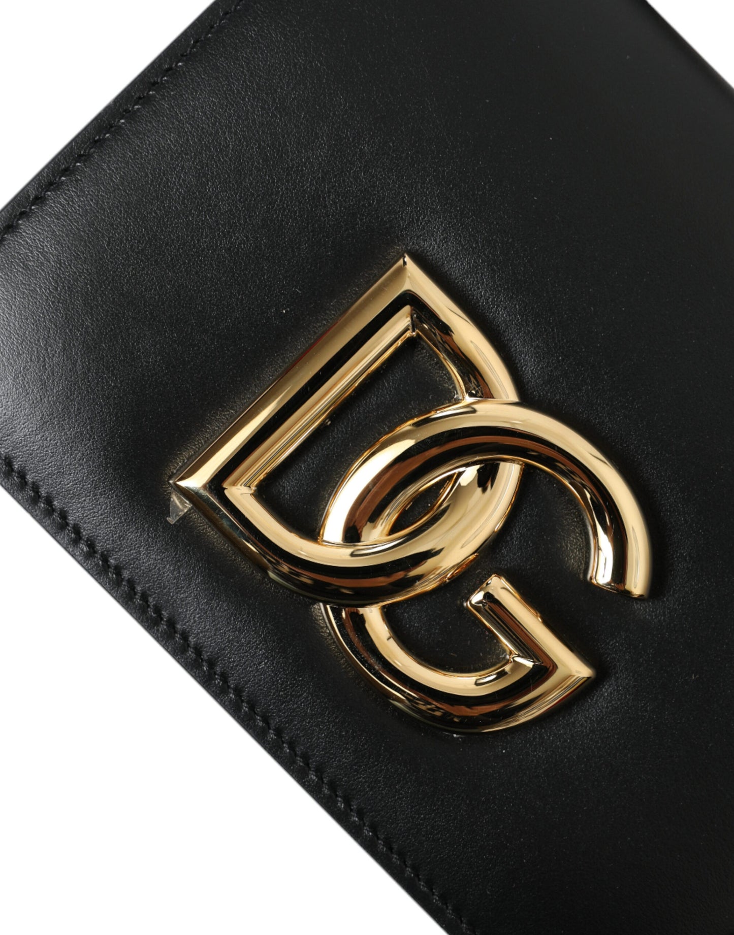 Elegant Black Leather Belt Bag with Gold Accents