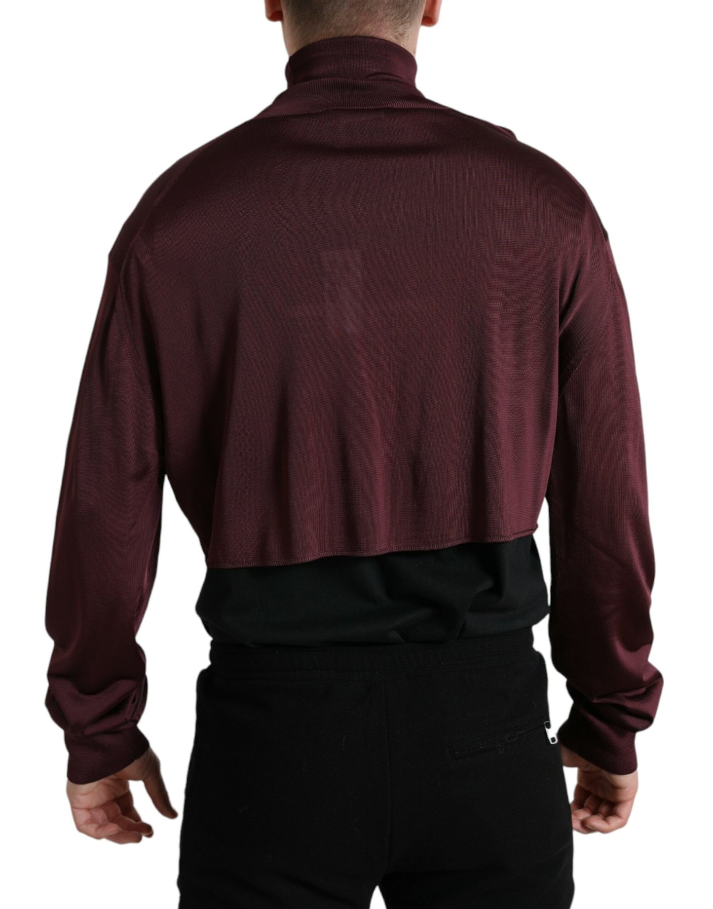 Maroon Turtleneck Viscose Sweater