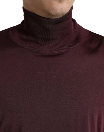 Maroon Turtleneck Viscose Sweater