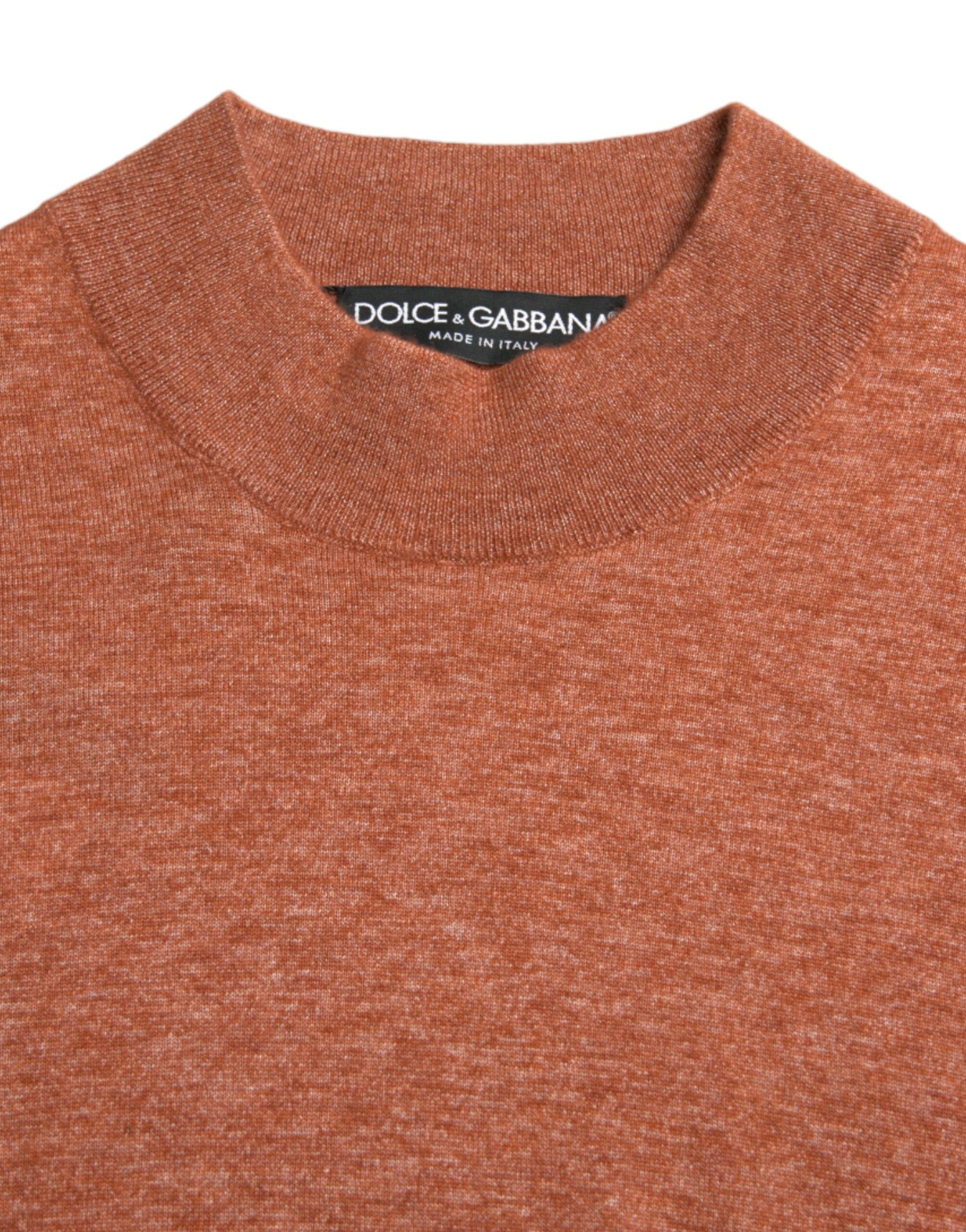 Silk-Cashmere Orange Crew Neck Sweater