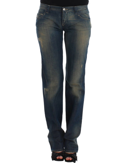 Chic Straight Leg Blue Denim Jeans