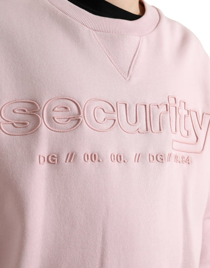 Elegant Pink Crew Neck Logo Sweater