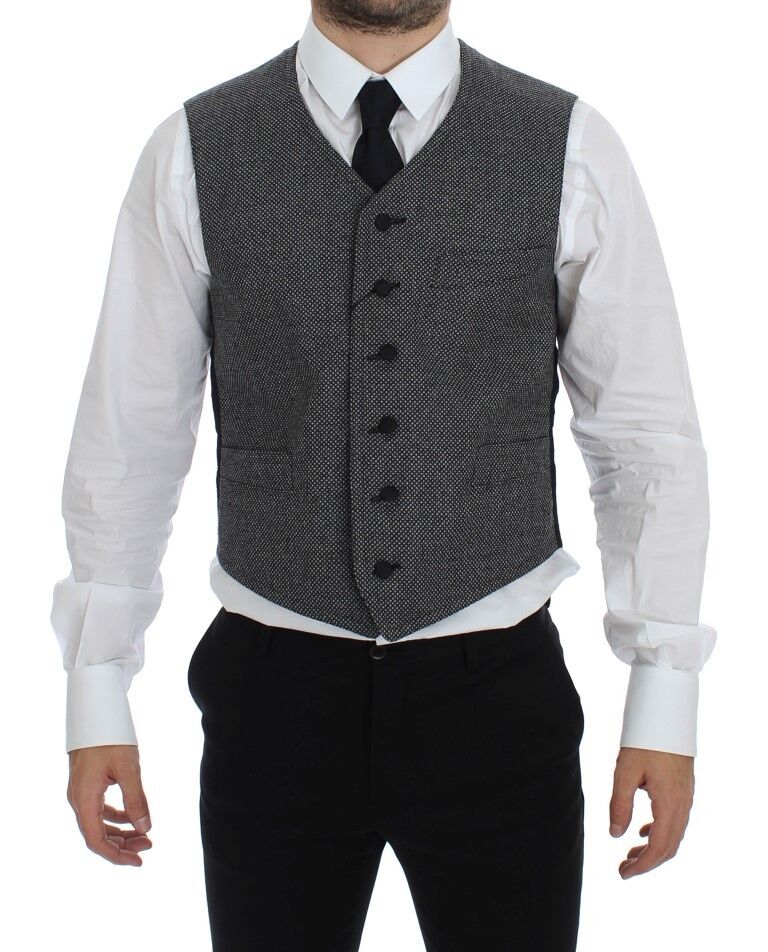 Elegant Single Breasted Gray Dress Vest