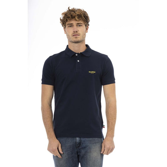 Blue Cotton Men Polo-Shirt