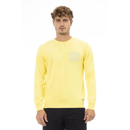 Yellow Cotton Men Sweater