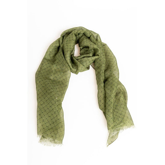 Elegant Green Silk Blend Scarf